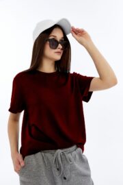 Kadın Modal Kumaş Regular Bordo T-Shirt - Görsel 2