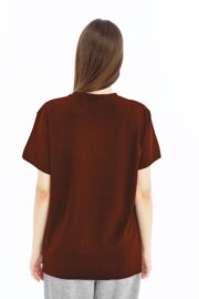 Kadın Modal Kumaş Regular Kahverengi T-Shirt - Görsel 4