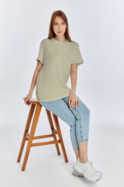 Kadın Modal Kumaş Regular Su Yeşili T-Shirt - Görsel 2