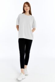 Kadın Modal Kumaş Oversize Beyaz T-Shirt - Görsel 8