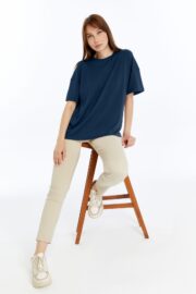 Kadın Modal Kumaş Oversize Füme T-Shirt - Görsel 8