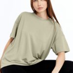 Kadın Modal Kumaş Oversize Su Yeşili T-Shirt