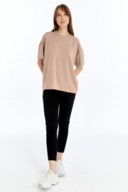 Kadın Modal Kumaş Oversize Sütlü Kahve T-Shirt - Görsel 2