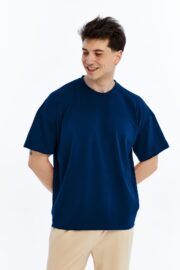 Erkek Modal Kumaş Oversize Lacivert T-Shirt - Görsel 2