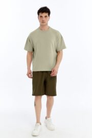 Erkek Modal Kumaş Oversize Su Yeşili T-Shirt - Görsel 2