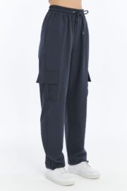 Kadın Oversize Paraşüt Kumaş Kargo Cep Pantolon - Füme - Görsel 2