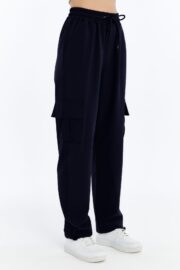 Kadın Oversize Paraşüt Kumaş Kargo Cep Pantolon - Lacivert - Görsel 8