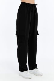 Kadın Oversize Paraşüt Kumaş Kargo Cep Pantolon - Siyah - Görsel 2