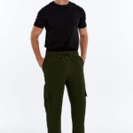 Erkek Oversize Paraşüt Kumaş Kargo Cep Pantolon - Haki