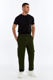 Erkek Oversize Paraşüt Kumaş Kargo Cep Pantolon - Haki