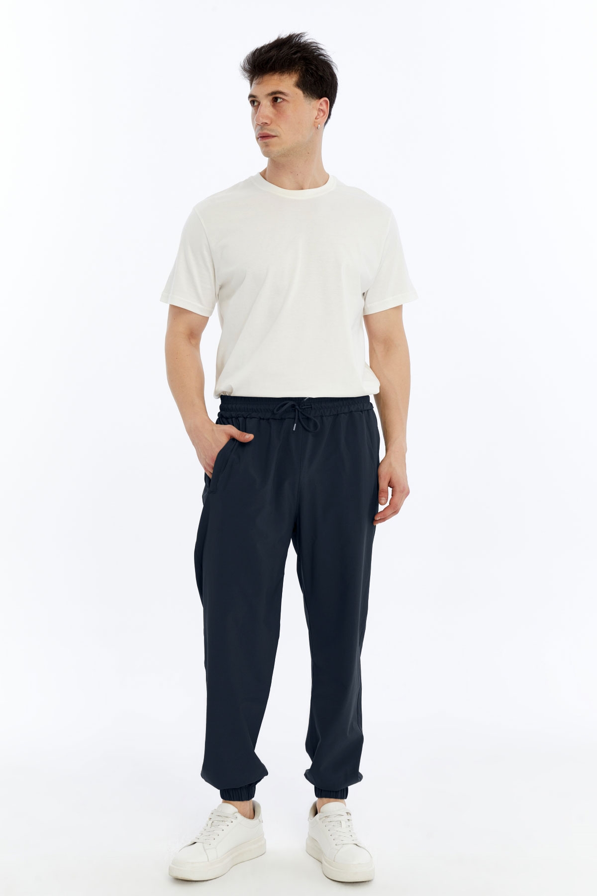 2 Erkek Oversize Paraşüt Kumaş Paçası Lastikli Pantolon – Lacivert - Görsel 1