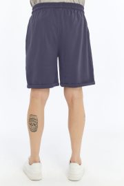 Erkek Oversize Duble Paça Penye Şort - Füme - Görsel 2