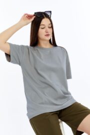 Kadın Oversize Gri T-Shirt - Görsel 7