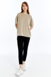 Kadın Modal Kumaş Oversize Taş T-Shirt - Görsel 8