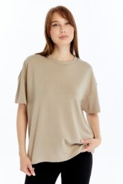 Kadın Modal Kumaş Oversize Taş T-Shirt - Görsel 9