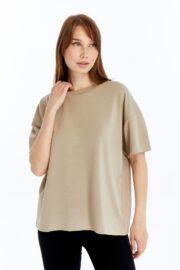 Kadın Modal Kumaş Oversize Taş T-Shirt - Görsel 4