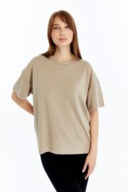 Kadın Modal Kumaş Oversize Taş T-Shirt - Görsel 5