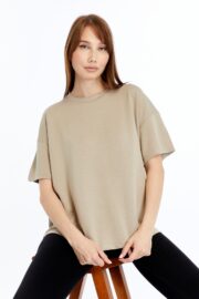 Kadın Modal Kumaş Oversize Taş T-Shirt