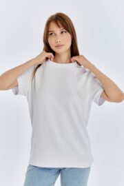 Kadın Modal Kumaş Regular Beyaz T-Shirt - Görsel 5
