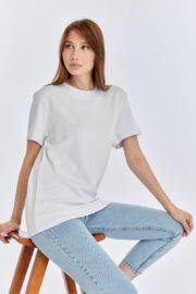 Kadın Modal Kumaş Regular Beyaz T-Shirt - Görsel 7