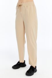 Kadın Oversize Paraşüt Kumaş Baggy Pantolon - Bej - Görsel 13