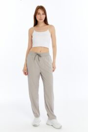 Kadın Oversize Paraşüt Kumaş Baggy Pantolon - Gri - Görsel 9