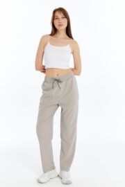 Kadın Oversize Paraşüt Kumaş Baggy Pantolon - Gri - Görsel 10