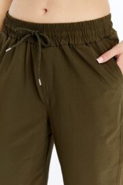Kadın Oversize Paraşüt Kumaş Baggy Pantolon - Haki - Görsel 14