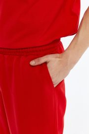 Erkek Oversize Duble Paça Penye Şort & Tişört Takım - Kırmızı - Görsel 13