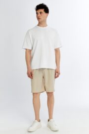 Erkek Modal Kumaş Oversize Beyaz T-Shirt - Görsel 7