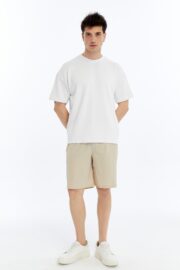 Erkek Modal Kumaş Oversize Beyaz T-Shirt - Görsel 4