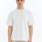 Erkek Modal Kumaş Oversize Beyaz T-Shirt
