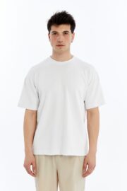 Erkek Modal Kumaş Oversize Beyaz T-Shirt