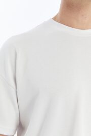 Erkek Modal Kumaş Oversize Beyaz T-Shirt - Görsel 6