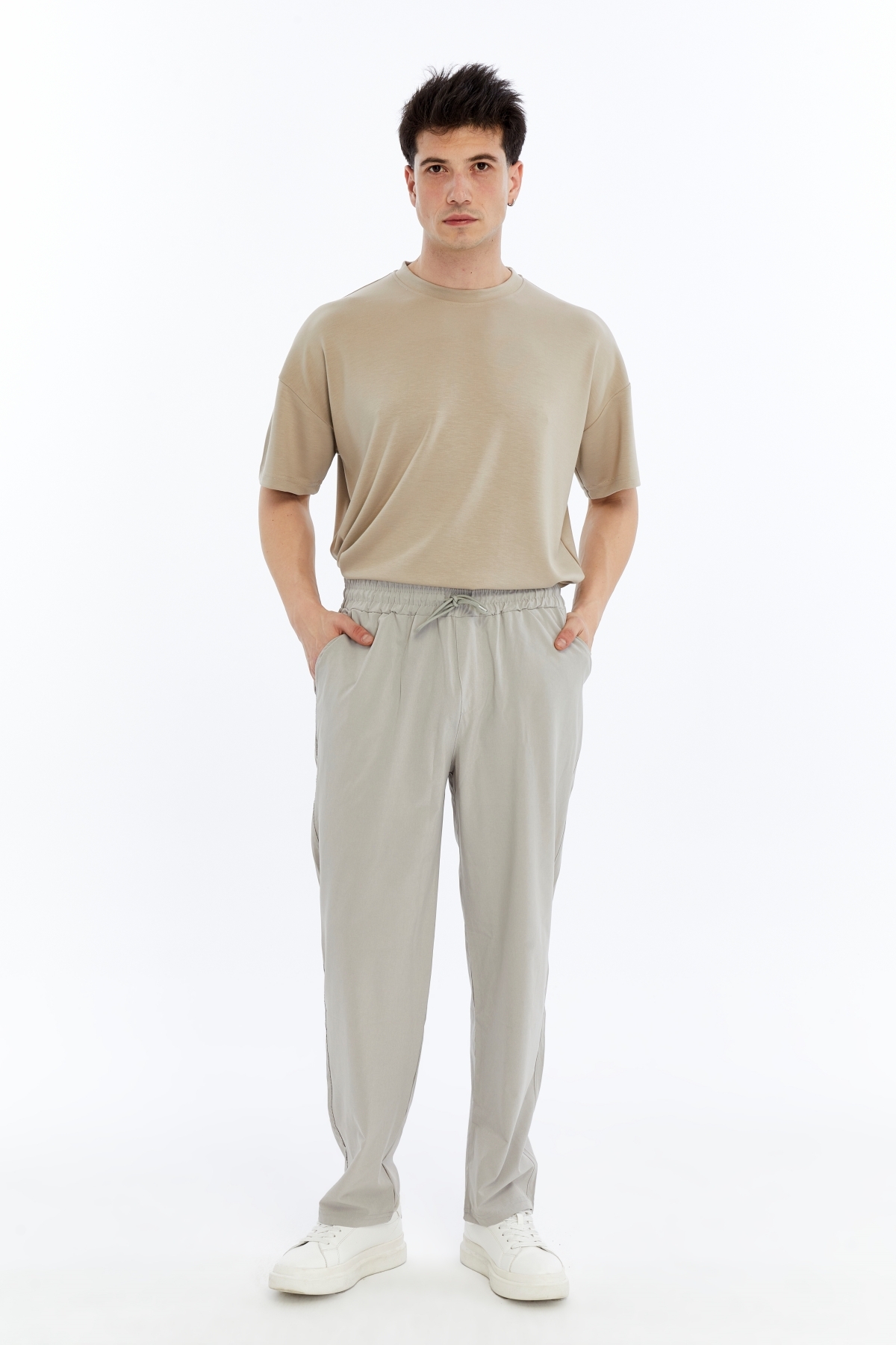 23052025.NRC67074 Erkek Oversize Paraşüt Kumaş Baggy Pantolon - Gri - Görsel 1