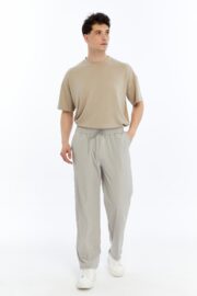 Erkek Oversize Paraşüt Kumaş Baggy Pantolon - Gri - Görsel 8