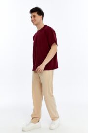 Erkek Oversize Paraşüt Kumaş Baggy Pantolon - Bej - Görsel 11