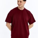 Erkek Modal Kumaş Oversize Bordo T-Shirt