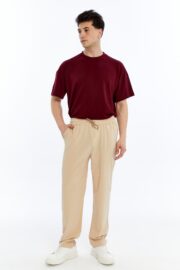 Erkek Oversize Paraşüt Kumaş Baggy Pantolon - Bej