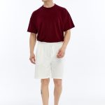 Erkek Oversize Duble Paça Penye Şort - Beyaz