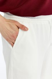 Erkek Oversize Duble Paça Penye Şort - Beyaz - Görsel 12