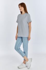 Kadın Modal Kumaş Regular Gri T-Shirt - Görsel 3
