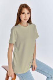 Kadın Modal Kumaş Regular Su Yeşili T-Shirt - Görsel 8