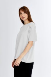Kadın Modal Kumaş Oversize Beyaz T-Shirt - Görsel 3