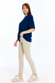 Kadın Modal Kumaş Oversize Lacivert T-Shirt - Görsel 3