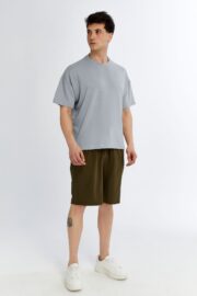 Erkek Modal Kumaş Oversize Gri T-Shirt - Görsel 3