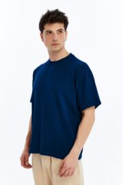 Erkek Modal Kumaş Oversize Lacivert T-Shirt - Görsel 8