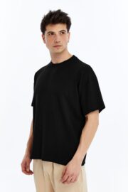 Erkek Modal Kumaş Oversize Siyah T-Shirt - Görsel 3
