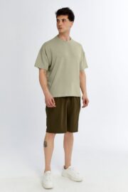 Erkek Modal Kumaş Oversize Su Yeşili T-Shirt - Görsel 7