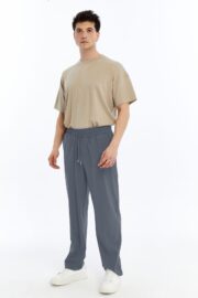Erkek Oversize Paraşüt Kumaş Baggy Pantolon - Füme - Görsel 9